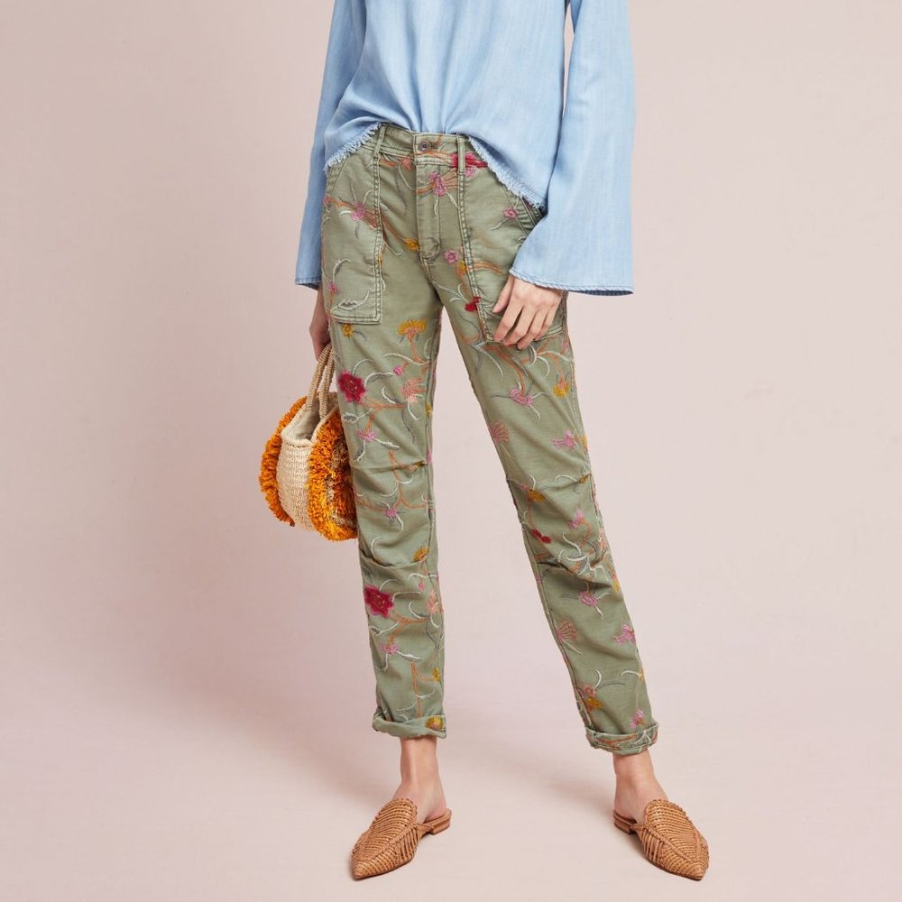 *SOLD* Anthropologie embroidered utility pant size 30